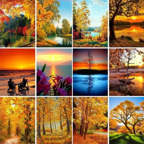 5D DIY Diamond Painting Landscape Rhinestone Diamond Embroidery Full Square/Round Inlaid Mosaic Art Picture Home Decoration Gift