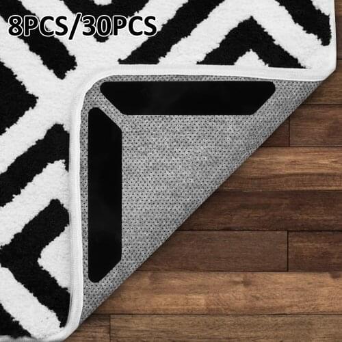 8/30pcs Carpet Non-Slip Underlay ashable Non-Slip Mat Double-Sided Reusable Carpet Stickers