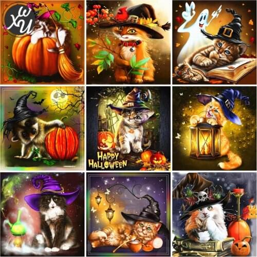 Cartoon Cat Diamond Mosaic Diamond Painting Kits for Adult Pumpkin Cross Stitch Kits Full Diamond Embroidery for Home Decoration