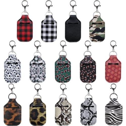 30ML Leather Alloy Hand Sanitizer Bottle Cover Outdoor Travel Portable Perfume Bottle Cover Lipstick Cover With Keychain Carrier
