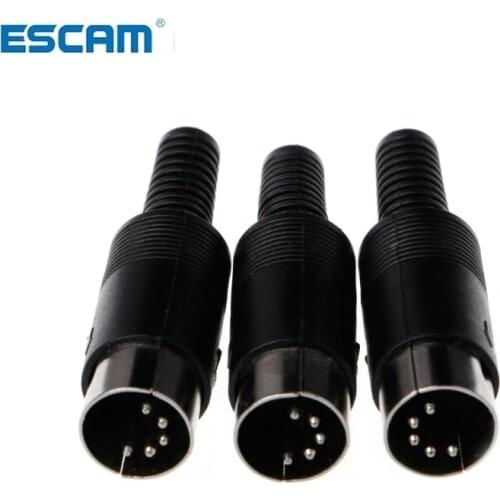 ESCAM 3 Pcs DIN Male Plug Wire Connector with Plastic Handle Cable Connector 5 Pin with Plastic Handle