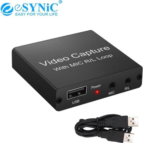 ESYNiC 4k USB Video Capture Card 1080P HDMI To USB 2.0 Live Video Capture Game Capture With HDMI Loop-Out For Game Recording