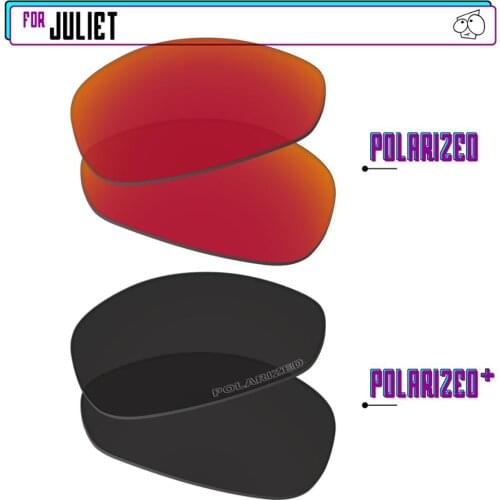 EZReplace Polarized Replacement Lenses for - Oakley Juliet Sunglasses - Black P Plus-Red P