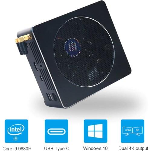 Intel Protable Mini PC Skylake Xeon E3-1505M DDR3 Core i9 9880H i5 9300H DDR4 64GB RAM VESA DIN RAIL mount Wake on Lan Type-C