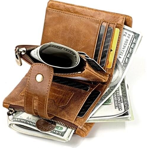 Women Leather Wallet Vintage Female Purse Genuine Leather Short Lady Wallets Male Money Bag Quality Designer Male Card Holder