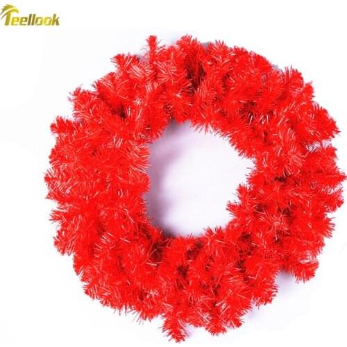 Teellook Red PVC material Christmas wreath New Year Christmas Hotel Mall home decorations