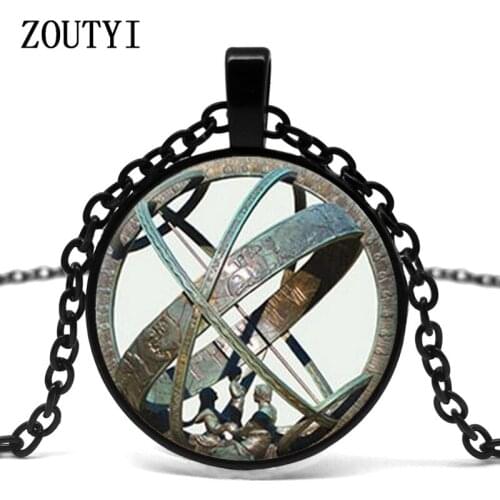2018/ hot sale, astronomical calendar earth pendant astronomical glass pendant necklace jewelry