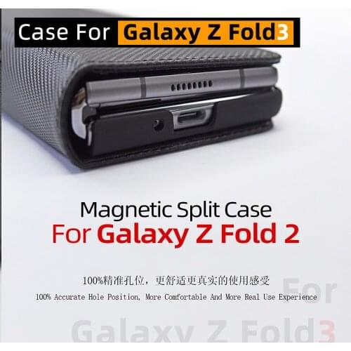 Magnetic attraction Split fold Case For Galaxy Fold 2 Case Case for Galaxy Z Fold 3 5G Case Leather Flip Case Mobile Phone Shell