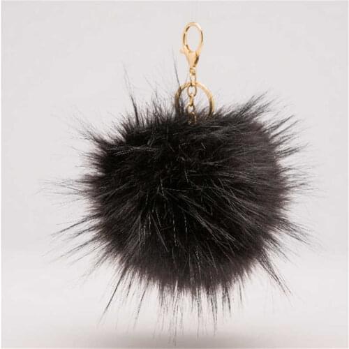 Trendy Fake Fluffy Ball Keyrings For Car Pendant Key Chain Raccoon Key Pompom Handbag Fur Charm