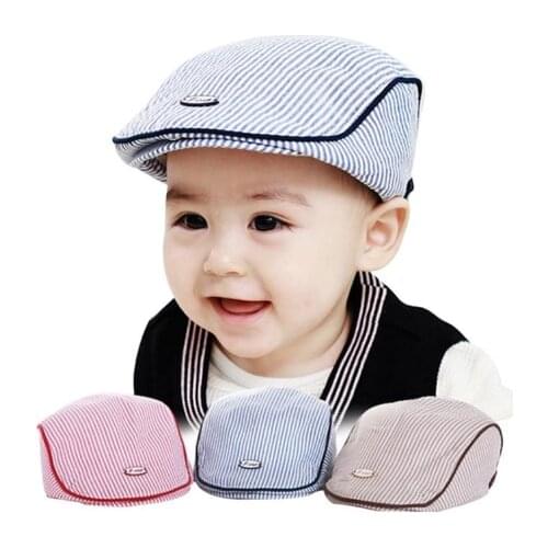 Fashion 1-3Y Cute Baby Infant Boy Girl Hats Stripe Beret Cap Peaked Baseball Sun Hat