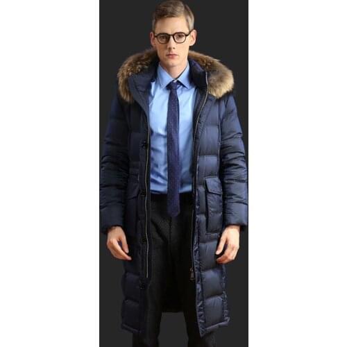 Long Goose Down Jacket Men Winter Coat Raccoon Fur Collar Puffer Jacket Korean Parka Mens Down Jackets NF6608AM-G J3097