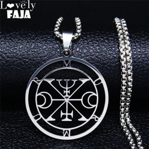 2021 Stainless Steel Demon Seal Pendant Necklaces Silver Color Satan MURMDR Statement Necklace Women/Men Jewelry collares N3067S