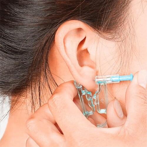 One-Time Sterile Manual Ears Pierced Gun Healthy Safety Disposable Nose Ear Piercing Kit Beauty Tool Piercing Gun Alcohol Swab