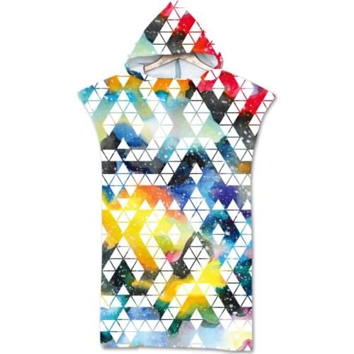 Microfiber Geometry Printed Hooded Beach Towels for Adults Quick Dry Poncho Bath Towel with Cloak Bathrobe Toallas De Navidad