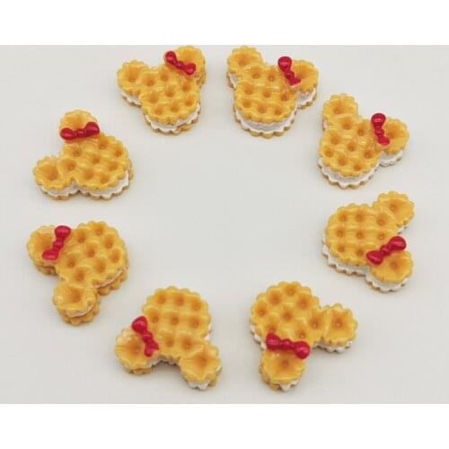 8pcs 17*15mm Flat back Resin Cookies Charms Hair Accessories Jewelry Necklace Earring Pendant for DIY Decoration Gift