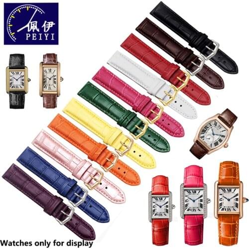 PEIYI Watchband Soft Calfskin Watchband 18mm 20mm 22mm 24mm Leather Strap Replacement Watch Accessories wristband For Cartier