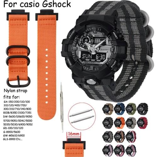 Stripe Nylon Watch Band for Casio G-SHOCK GA-150 800 DW5600 6900 GD-110 G-8900 GLS8900 Watch Strap Sports Fabric Wristbands Belt