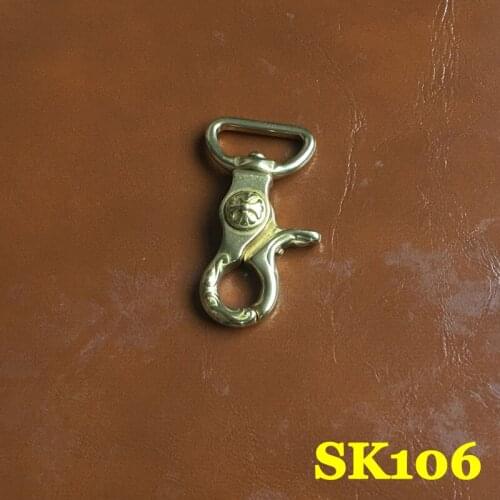 SK106) 2pc Solid Brass Spring Snap Hook Swivel Clasp Key Ring Chain Hardware Japan-Type-6