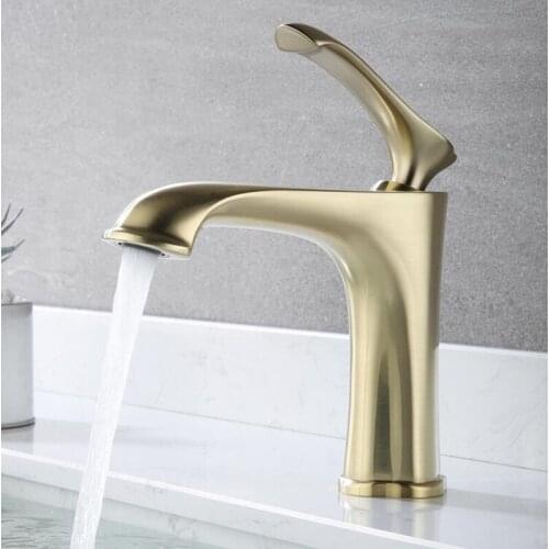 Basin Faucet Bathroom Hot and Cold Single Lever Sink Faucet Brush Gold New Arrival Water mixer tap crane