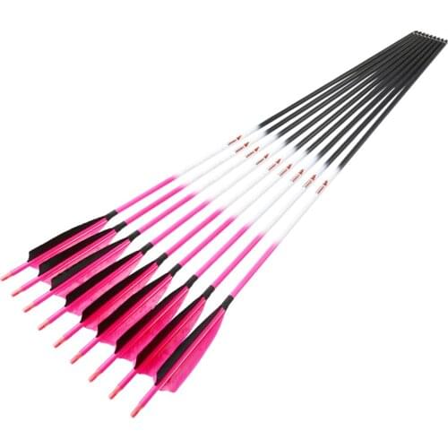 12Pcs Linkboy Archery Pure Carbon Arrows Spine500 32inch 5inch Turkey Feather 75gr Tips Compound Bow Hunting Shooting