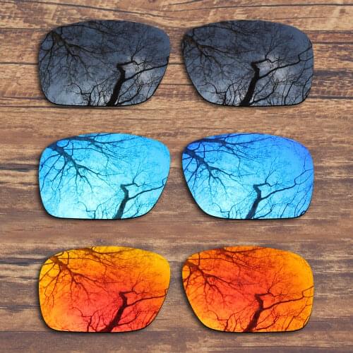 ToughAsNails 3 Pairs Black.Fire Red.Blue Polarized Replacement Lenses for Oakley Holbrook Sunglasses