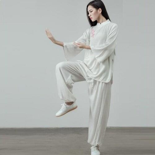 Traditional Chinese Clothing For Women 2019 Summer Han Fu 2 Pieces Set Wushu Kung Fu Uniform Tang Suit Tai Chi Clothing TA1514