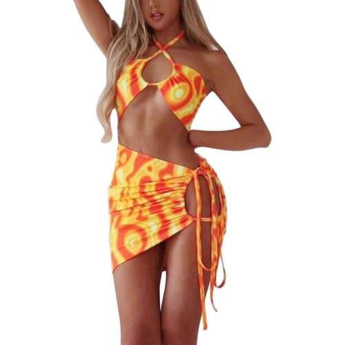 Women Dresses 2021 Sleeveless Off Shoulder Wrapped Party Slimming Neck-Hanging Pleated Dye Midi Dress