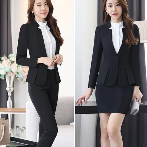 Black Blazer Women Business Trouser Suits Formal Office Suits Work Pant and Jackets Set Ladies Office Uniform Designs Pantsuits