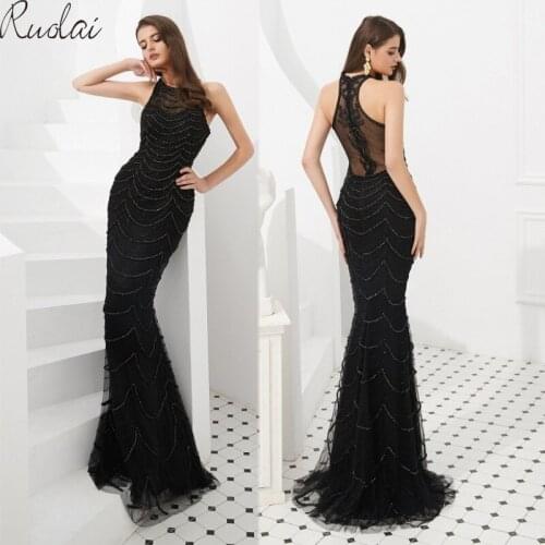 Mermaid Gown Luxury Evening Dresses Long 2019 Halter Evening Gowns For Women Evening Dress vestidos de fiesta robe de soiree