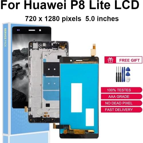 For Huawei P8 Lite LCD Display Touch Screen Digitizer Assembly ALE-L21 ALE-L02 Hi6210sft ALE-L23 Replacement Parts With Frame