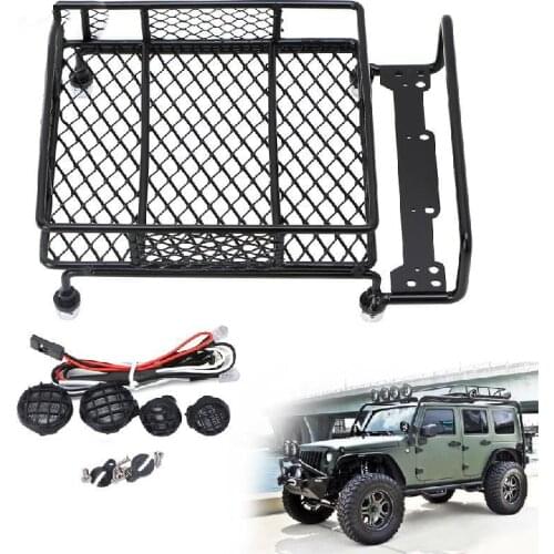 1Set RC Car Roof Luggage Rack Car Roof Lights Set For Tamiya 1/10 SCX10 CC01 RC4WD D90 RC Climbing Truck Model Decor Simulation