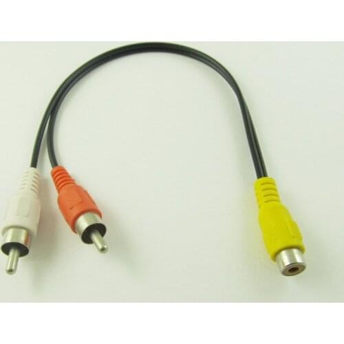 10pcs RCA Female Jack to 2 RCA Male Plug Y Splitter Audio Video AV Adapter Cable 27cm