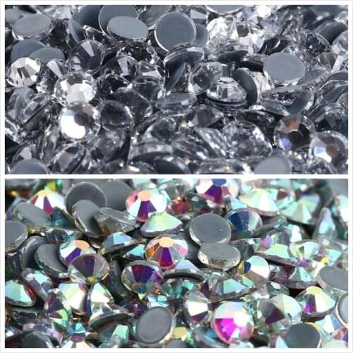 10bags/lot Clear Crystal AB Hot Fix Rhinestone Super Bright Glass Strass DMC Hotfix Iron On Rhinestones For Fabric garment