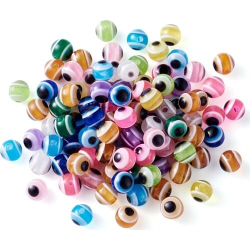100Pcs Oval Beads Evil Eye Resin Spacer Beads for Handmade Jewelry Making DIY Bracelet Necklace Charms Findings 6x5mm