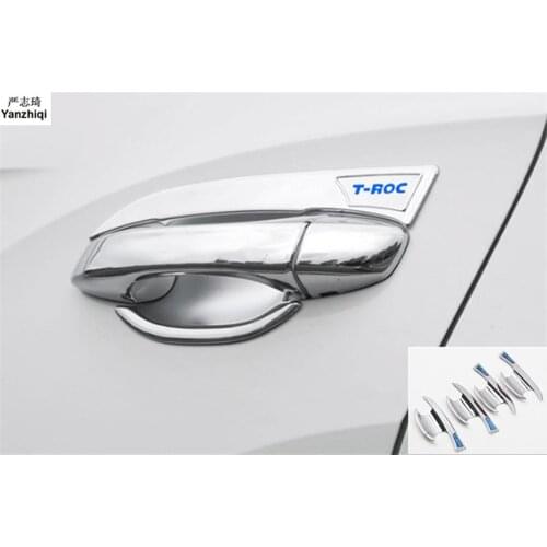 ABS 4pcs/lot Outside door handle bright strip Door wrist protector sticker for Volkswagen T-Roc 2017-2018 Accessories