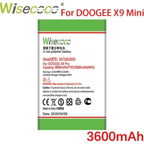 WISECOCO 3200mAh BAT16542100 Battery For DOOGEE X9 MINI Smart Phone High Quality New Battery+Tracking Number
