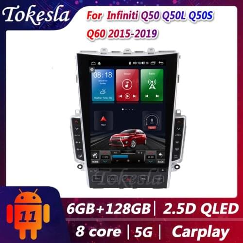 Tokesla Telsa Car Radio Gps Android For Infiniti Q50 Q50L Q50S Q60 Video Central Multimedia DVD Automotivo Players 5G 2015-2019