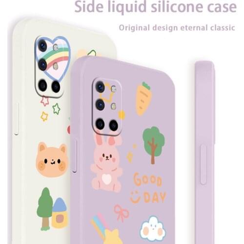 Cartoon Rabbit Phone Case For Oneplus 8t 9 9pro 9r pro Liquid Silicone Cover