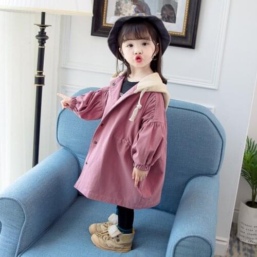 Childrens Windbreaker Spring 2020 New Korean Girls Coat Mid-length Coat Childrens Clothing