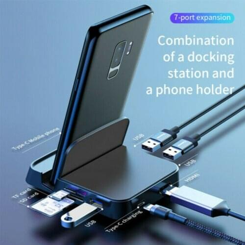 7in1 USB3.0 Type-C To HDMI-compatible Station Charging Dock SD TF Card Extension Hub For MacBook Huawei P30 P20Pro Samsung S10S9