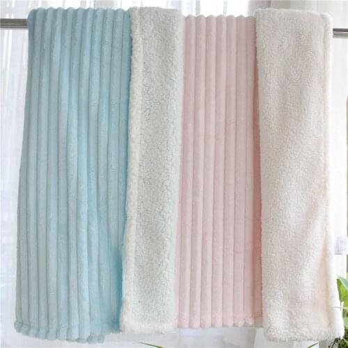 3D stripes 2 layers winter thick kids bed spread cozy baby blanket toddler bedding quilt soft thermal furry sherpa child blanket