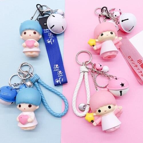 Cute Cartoon Korean Angel Baby Keychain Cute Creative Kawaii Couple Men and Women Bell Backpack Car Phone Pendant Accessories