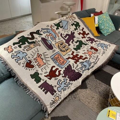 Soft and Comfortable Blanket Messy Puzzle Outdoor Blanket Chic Home Decorations Dust Cover Air Conditioner Bed Blanket