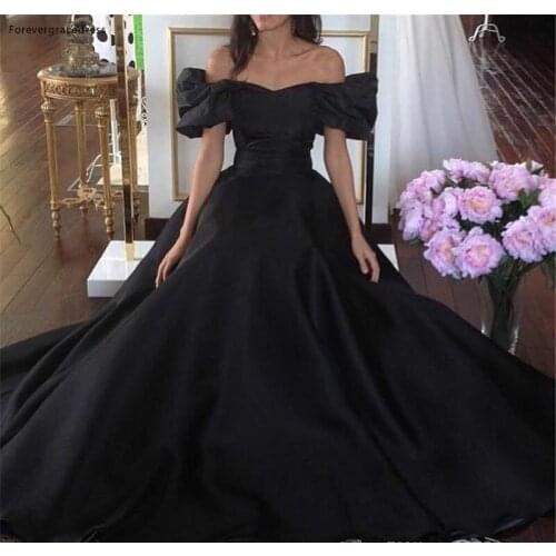 2019 Cheap Stunning Long Evening Dress Sexy Black With Short Sleeves Formal Holidays Wear Graduation Party Gown Custom Made