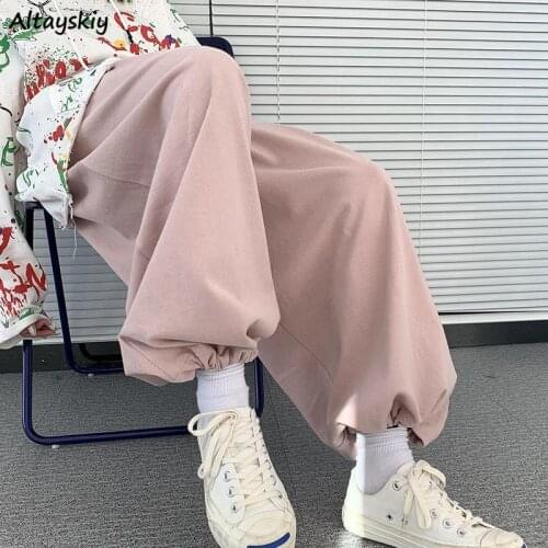 Casual Pants Women Pure Color Feminine Ulzzang All-match Cozy Korean Style Streetwear Mujer De Moda Hipster Preppy Students Kpop