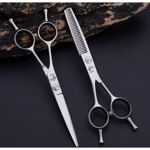 Left-Hand 6" Stainless Engraving Logo Professional Hair Scissors Cutting Scissors Thinning Shears Professional Salon HY-0004