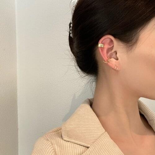3 pcs Rhinestone Simple Ear Clip Gold Silver Color Fake jewelry Without Pierced Earrings for Women Fashion 2021 Trend New