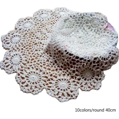 Luxury lace cotton table place mat crochet coffee round placemat pad Christmas drink coaster cup mug tea dining doily kitchen