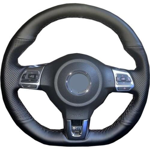 Hand Sew Car Steering Wheel Cover Wrap Leather Suede For Volkswagen VW Golf 6 (VI) GTI Polo (R-Line) Scirocco CC (R-Line) Tiguan