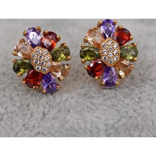 New Trendy Stud Earrings for Women Gold Color Earring with waterdrop Zircon Trendy Jewelry for Party Wedding Anniversary Gift